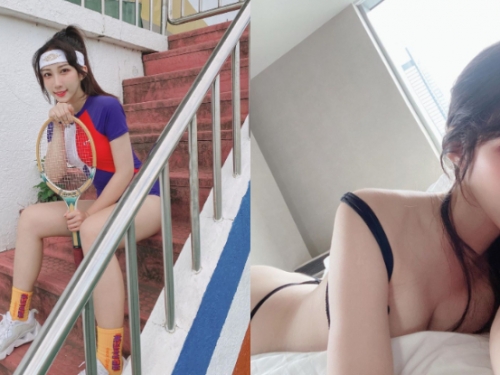 網球少女「晴晴sunny」高衩運動衣展現白嫩美腿　一次控胸前兩顆沒問題