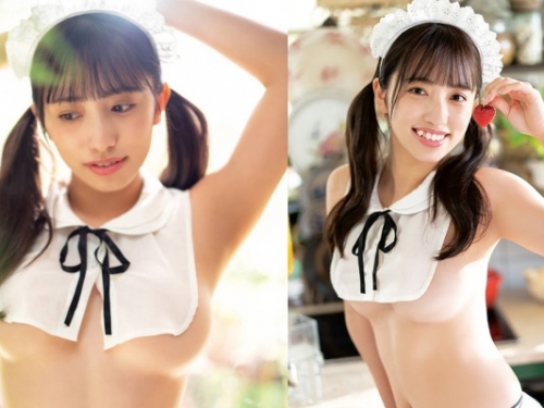 喜歡虎牙妹的舉手！F 奶「高梨瑞樹」化身俏女僕　上空蹦出飽滿美乳