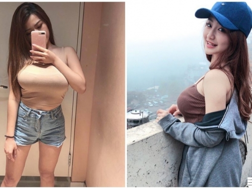 試衣間巨大車頭燈！正妹核彈級美乳太兇了，背心要被撐爆！
