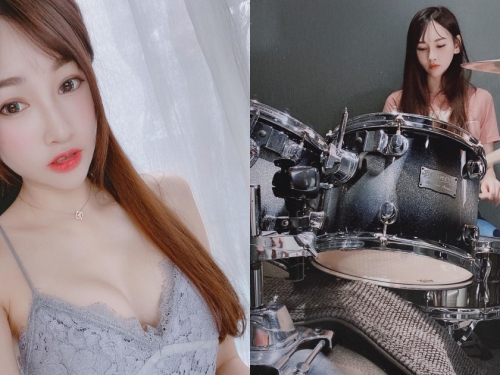 好兇的女鼓手！「嚴琪琪」多才多藝又火辣，爆乳直播彈琴都是小意思！