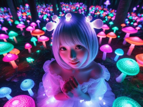 Glowing mushrooms are cute