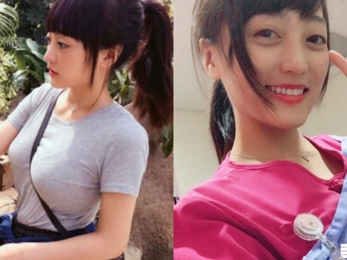 隱乳系正妹！巨奶護理師衣服穿緊緊，背袋直接「摩西分海」洩漏「渾圓飽滿」好身材啦～