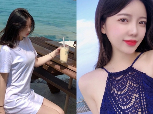 鄰家正妹「海邊美照曲線太兇」，經營內衣店「常秀豐滿線條」！