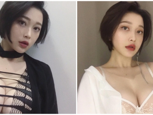 穿這樣出門真的可以嗎？短髮「巨乳正妹」Lily穿上情趣內衣就直接出門逛街！