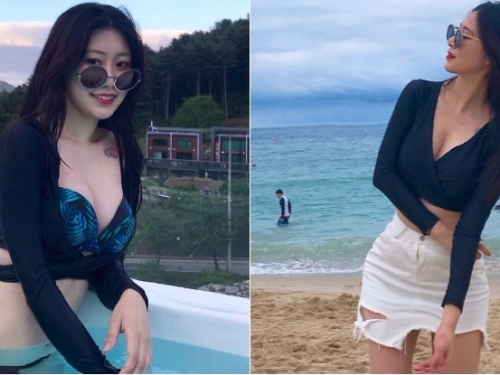 素人正妹迎向海邊，「渾圓嫩乳」迎向世人！胸前「不斷彈跳」讓人眼花…