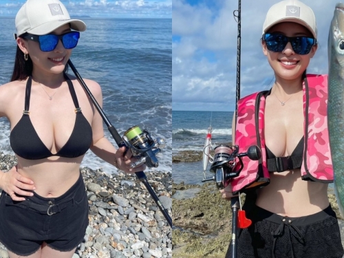 「氣質巨乳妹」最愛爆乳釣魚！乳香滿滿站在岸邊誰能不上鉤？