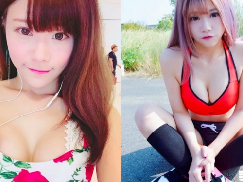 奶妹大街上「解放乳球」，脫到剩「爆奶運動裝」，低胸視角好熱好養眼呀！