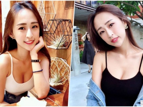 正妹穿惹火小背心「胸型好兇」，用餐時「低胸畫面」辣翻！