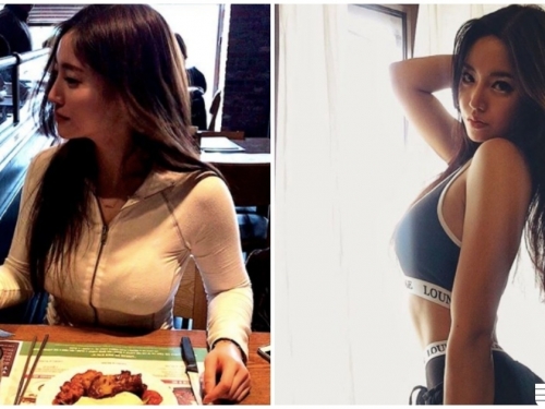 正妹用餐「緊身胸型」快滿出來，「美乳形狀」邪惡到受不了！