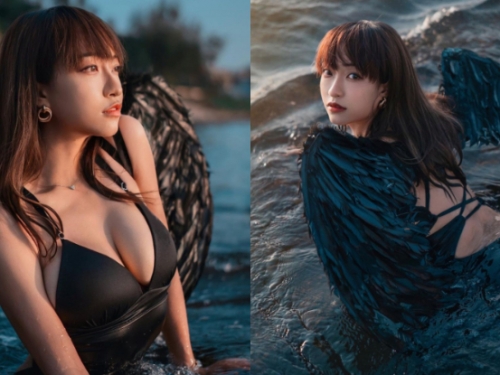 「火辣黑天使」海中狂展窈窕美體，「兇猛奶量」超強誘惑！