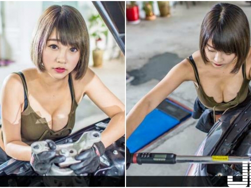 就算沒車我也想看你一眼！「最美拆車工」Doreen Iin，有點髒髒的小背心看起來真是性感