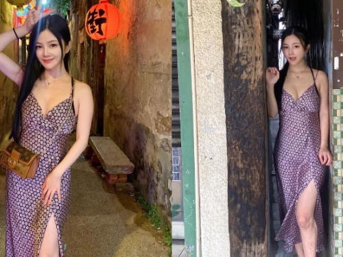 性感姊姊「小桃子」古都秀玉腿，美體深卡「台南摸乳巷」讓人超想貼著走！
