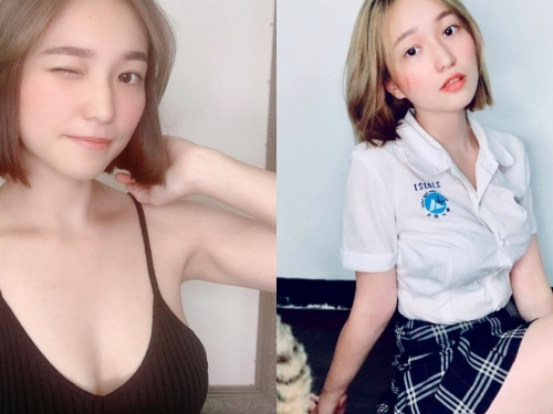 台中東山高中「短髮制服正妹」！兇猛上圍弧度扣子快爆開，超短裙擺露雪白美腿！