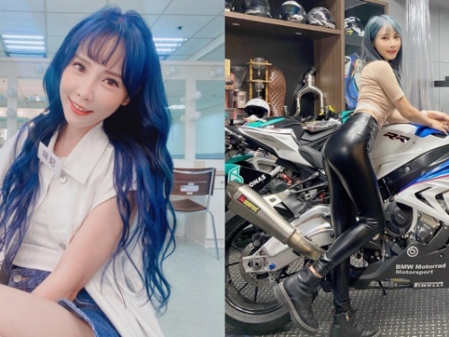 正妹 YouTuber「咪妃」牽新重機回家！「緊身黑皮褲」造型狂吸萬讚