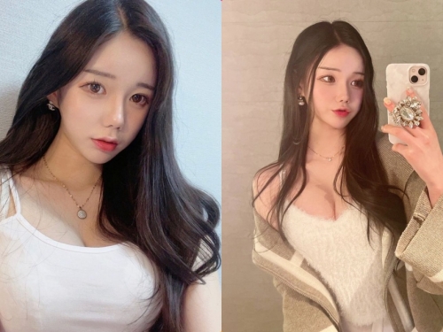長髮萌妹「豐滿曲線好優質」，細肩帶裝「胸前份量好沈重」！