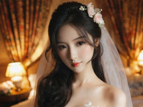 A girl in a wedding dress