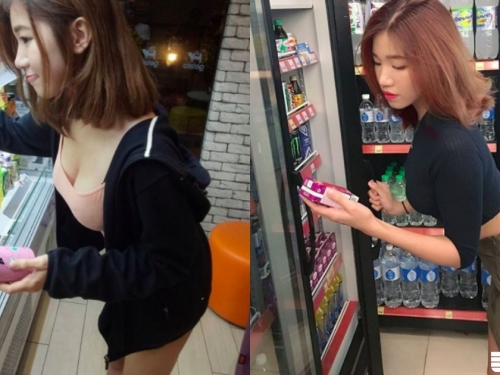 超商驚見「白皙大奶妹」身材好驚人！「彎腰倒奶」選飲料，店員忍不住起立服務了！