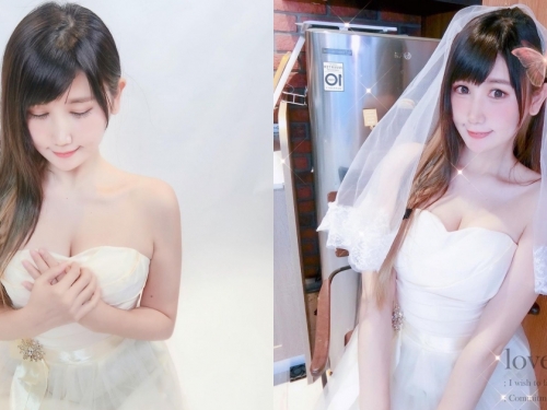 好兇猛的「爆乳新娘」！臉蛋甜美的電玩coser「四月桐寶寶」 婚紗造型網友好想娶！