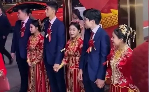 史上最強婚禮現場！賓客直擊「3名新娘」出場　全場轟動搶合影