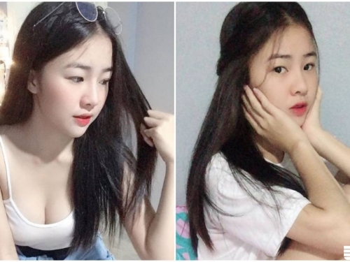白嫩正妹「發育越來越好」，穿上小背心展現「超傲人乳量」！