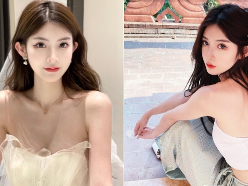 高顏值的「白皙美膚正妹」，低胸新娘裝「曲線成焦點」!