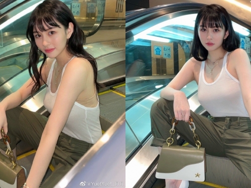 邱淑珍女兒「沈月」電梯辣照正翻，穿白色小背心的胸型太火辣！