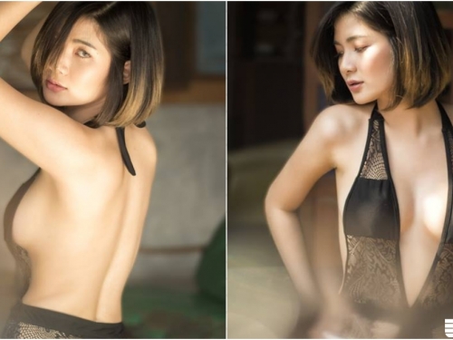 「美背正妹」性感透膚蕾絲！大方展現「渾圓美乳」！超天然的完美弧度！