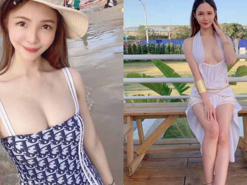 正妹外送員「Michelle 雪兒」性感洋裝露「白嫩Ｅ奶」，中路大開雙球快掉出來！