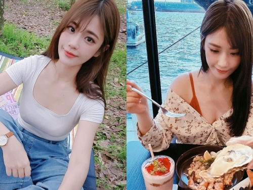 好辣！愛河旁發現「超年輕正妹辣媽」，低頭用餐視角實在好胸！