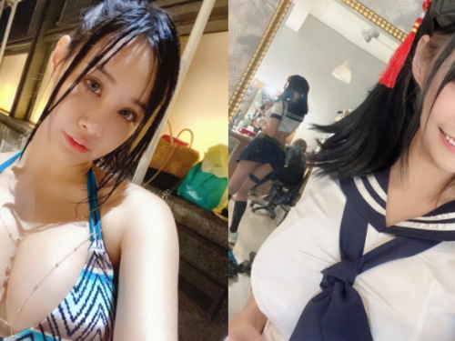 巨乳Coser「Hana Tu 卡比兔」胸前真的好會卡　逛街不用騰手出來拿飲料