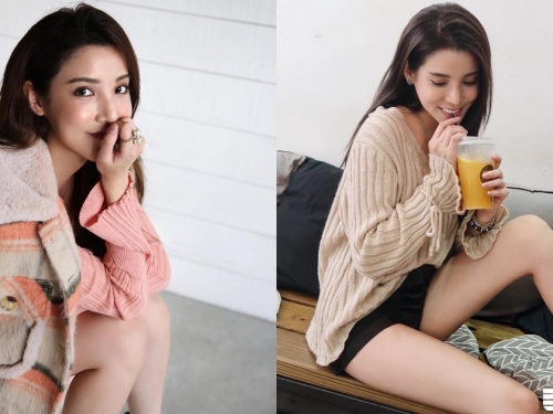 質感美女的下午茶時光，慵懶露出「白嫩長腿」令人無法抗拒～