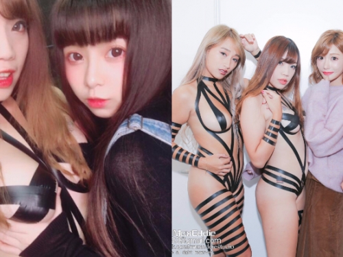 最極限的尺度！「黑膠女郎」只用膠帶遮點，連Tiny跟明日花都愛不釋手！