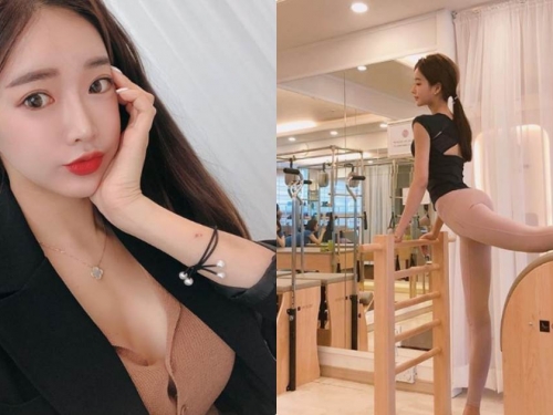 正妹伸展時展現「逆天長腿」，優質的「緊身畫面」好讓人衝動啊！