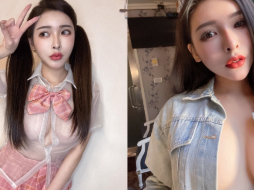 火辣小妖精「姍姍33」透明高中制服讓巨乳線條若隱若現！