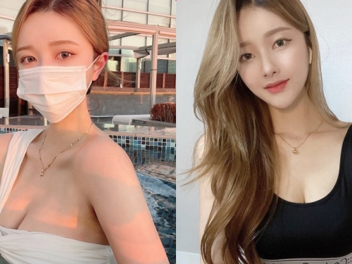乳量好豐滿的「正妹老闆娘」，運動時的自拍深溝超辣！