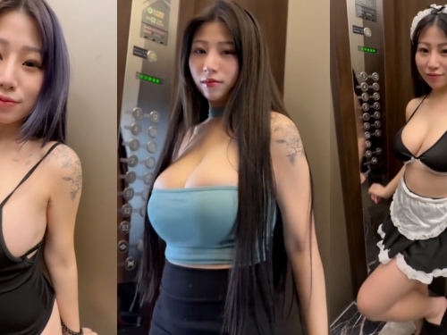 6樓的「巨乳正妹鄰居」有夠色！每次搭電梯都看見她露奶秀屁股