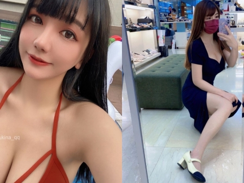 「長髮雪乳正妹」漢神巨蛋專櫃試鞋自拍，「白嫩美腿」有夠吸睛！