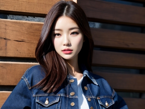AI生成美女~a woman in jeans and a jean jack