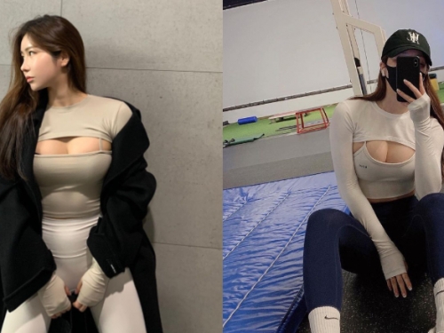 韓國「巨乳姐姐」把袖套衣服穿出性感新高度　快滿出的乳量太猖狂