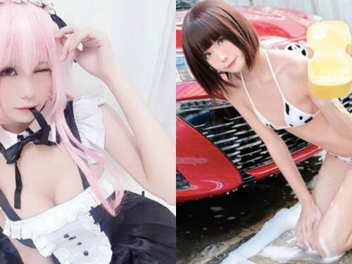 小奶也能很性感！甜美coser大膽穿衣秀「小蠻腰」，比基尼洗車好亮眼！