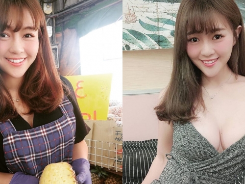 真的是在賣水果！水果小公主「Lala」笑容比鳳梨還甜，光看身材讓人懷疑她也賣饅頭！