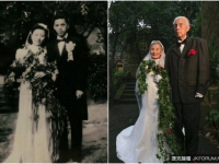 鶼鰈情深！老夫婦今昔照片對比