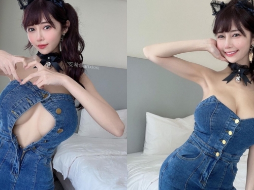 一衣兩穿！巨乳甜心「安希」鈕扣解開露中路，超兇猛渾圓雙球迷倒上萬粉絲！