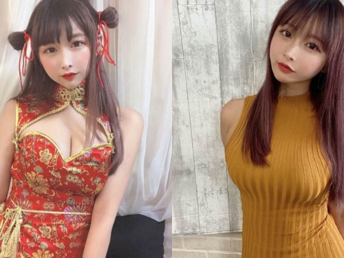 可愛旗袍妹子「胸前超有料」，挖空造型讓美乳曝光了！