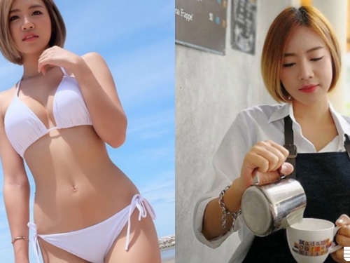 咖啡店員「白襯衫底下藏美乳」，圍裙什麼都是假的，連美式都飄出濃濃奶香啦...