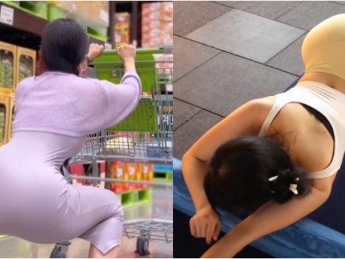 巨乳妹隨時隨地深蹲練出「渾圓翹臀」　網友：我要跟在她後面爬樓梯