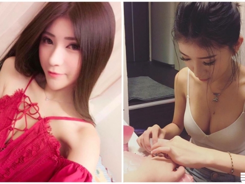太兇暴了！火辣爆乳正妹幫你美甲，「性感深溝」看了立刻噴血啊！