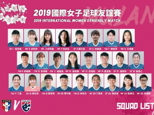 2019年主場最終戰　奧運女足鬥泰國大名單公布