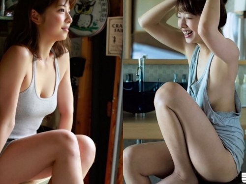 好害羞！正妹居家寫真「太過放鬆」寬鬆衣物不小心「側邊失守」！什麼都跑出來啦～