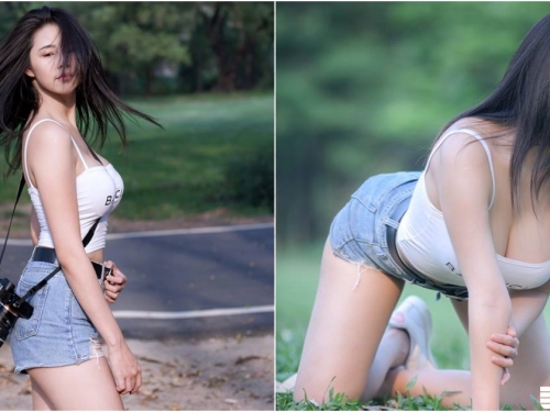 妹子自備大砲好狂！完美捕捉「巨乳角度」，側面趴跪「波濤洶湧」全溢出來啦！